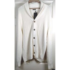 Massimo Dutti Mens XL Shawl Collar‎ Cardigan Off White Cotton NWT
